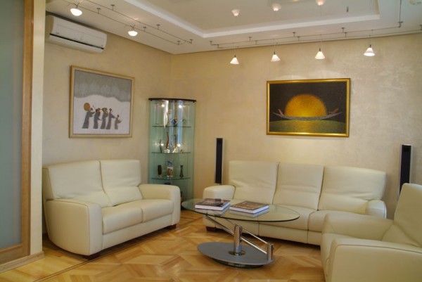 Двухуровневые потолки для гостиной из гипсокартона, фото