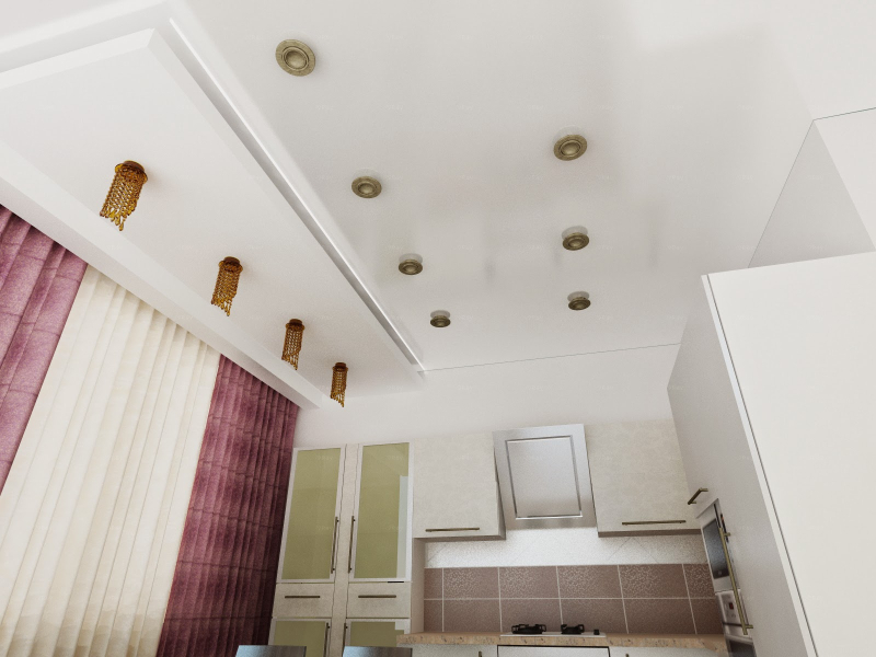 Двухуровневый потолок на кухне: особенности, преимущества, монтаж