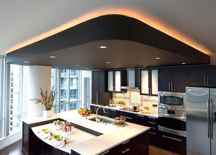 Двухуровневый потолок на кухне: варианты, дизайн, монтаж