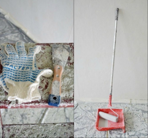 Как очистить потолок от побелки