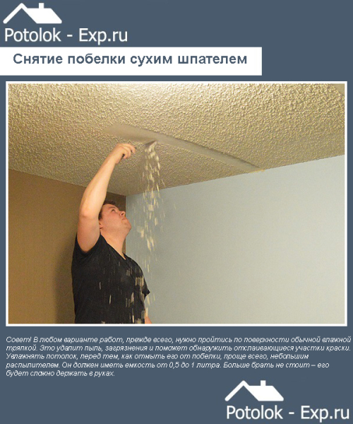 Как смыть побелку с потолка быстро