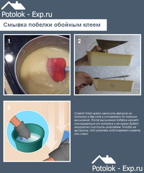 Как смыть побелку с потолка быстро
