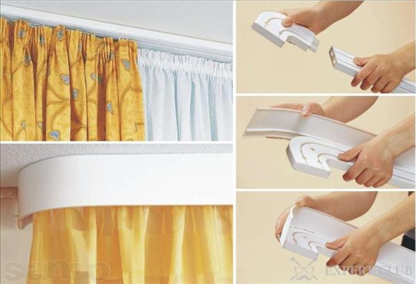 Как собрать круглый карниз. Достоинства пластиковых карнизов