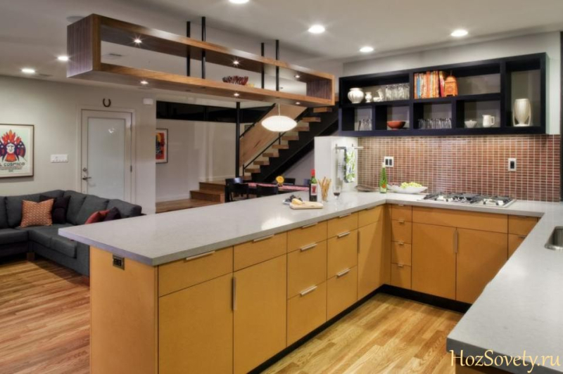 Освещение на кухне с натяжным потолком