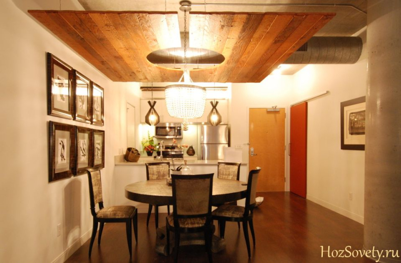 Освещение на кухне с натяжным потолком