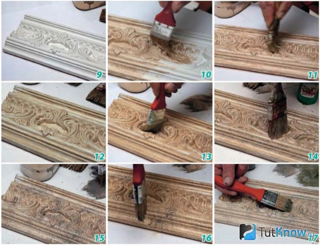 Покраска потолочного плинтуса