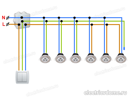 Схема подключения спотов на потолке. Как установить точечные светильники в гипсокартон