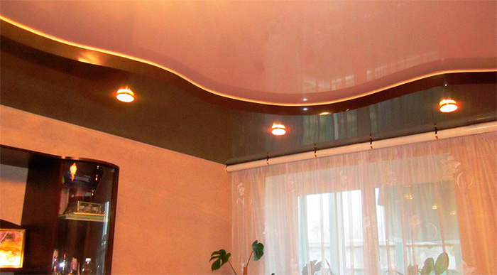 Варианты дизайна двухуровневых потолков для зала — выбираем лучшие варианты