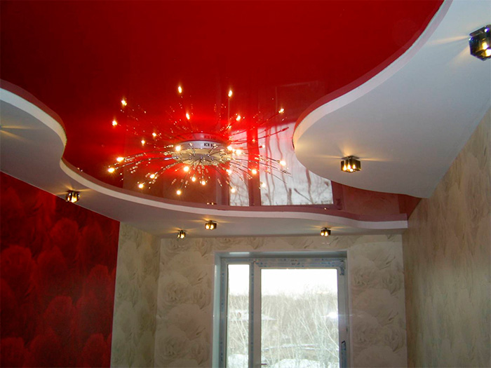 Варианты дизайна двухуровневых потолков для зала — выбираем лучшие варианты