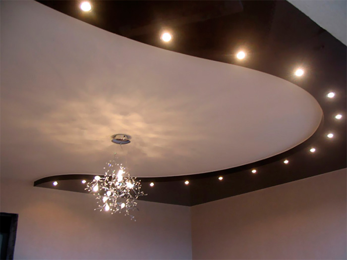 Варианты дизайна двухуровневых потолков для зала — выбираем лучшие варианты