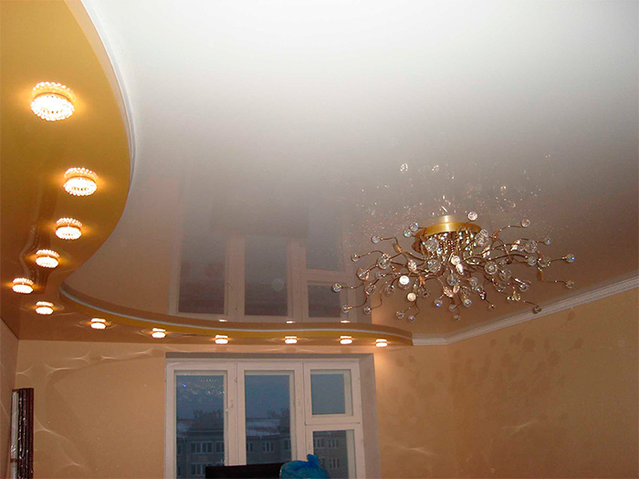 Варианты дизайна двухуровневых потолков для зала — выбираем лучшие варианты