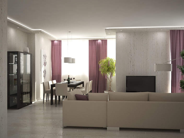 Варианты дизайна карнизов для штор под натяжные потолки