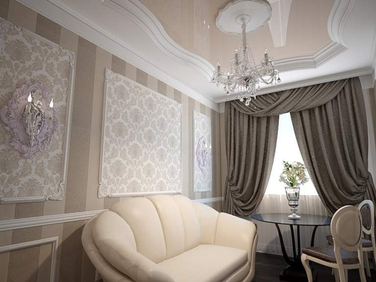 Варианты дизайна карнизов для штор под натяжные потолки