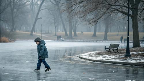 Лед пруда в Симферополе словно медом намазан