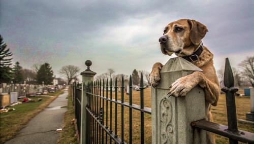 Собака пришла на кладбище, и там ее зацепило