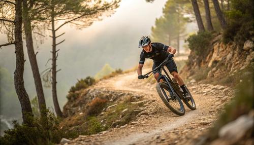 Велосипедист несся по тропинке в горах и не заметил камень