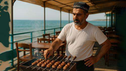 Мастер по шашлыку опустил на дно кафе у моря