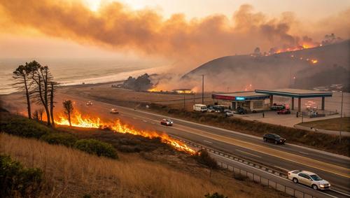 Поле сухостоя пылало вблизи АЗС