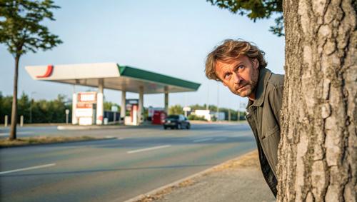 Работники АЗС курят за бронепоездом