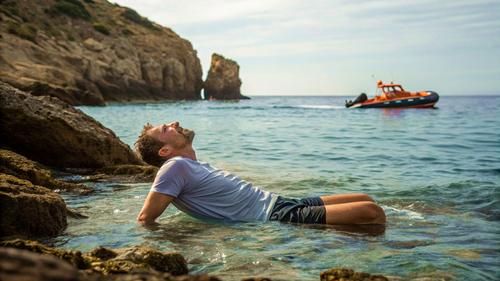 Рыбак, возможно, задремал и упал с трехметрового обрыва в море