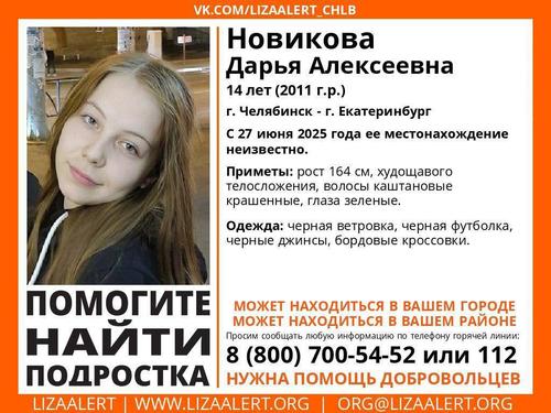 В Челябинской области пропала 14-летняя девочка, Дарью Новикову ищут пятый день