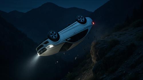 &laquo;Мерседес&raquo; кувыркался 75 метров в обрыв, и все выжили