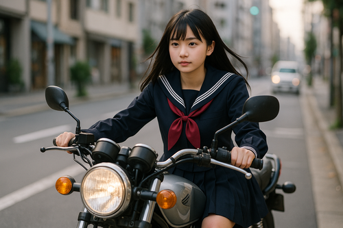 Мотоциклистки в костюмах школьниц 1 сентября выехали на улицы Симферополя