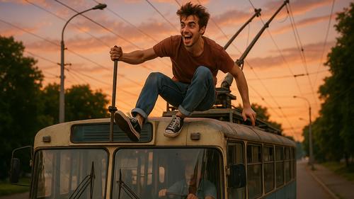 В Севастополе пьяный катался на крыше троллейбуса